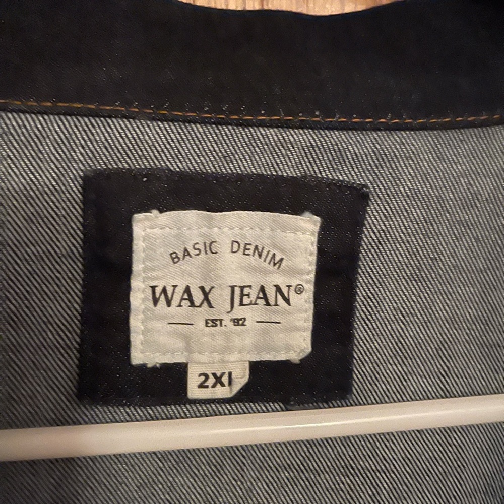 Wax brand jean jacket dark denim button nwot never worn size 2xl - Picture 2 of 5